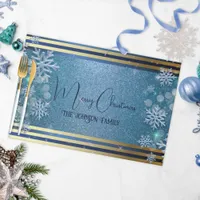 Blue Gold Xmas Winter Wonderland Paper Placemat