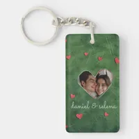 Customizable Green Natural Hearts Keychain