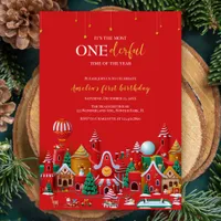 Winter Wonderland Onederful Christmas 1st Birthday Invitation