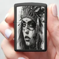 Fierce Indian girl warrior in tradition Zippo Lighter