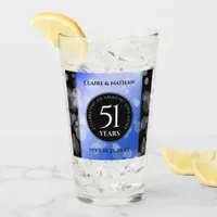 Elegant 51st Sapphire Wedding Anniversary Glass