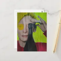 Fun Surreal Collage Woman With bottle Postcard