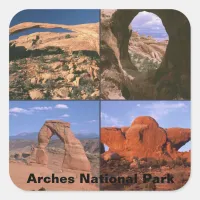 Arches National Park Sandstone Aches Photo Collage Square Sticker