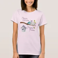 Happy Spouse Happy House Cartoon Love Birds T-Shirt