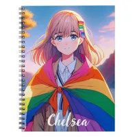 Anime Girl with LGBTQIA+ Cape Personalized Notebook