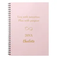 Pink gold inspirational quote notebook