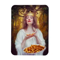 Goddess with a plate full of poutine AI art  Magnet