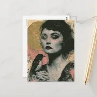 Woman With a Bird Postcard