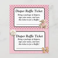 Diaper Raffle Baby Shower Game, Pink Bow Shabby