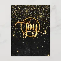 Black and Gold Stars JOY Announcement Postcard