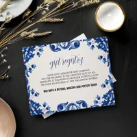 Mexican Blue Floral Elegant Fiesta Wedding Enclosure Card