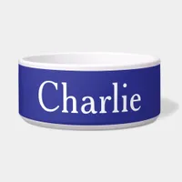 Custom Personalized Name Photo Art Deep Blue Pet Bowl