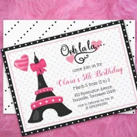 Ooh la la Paris Eiffel Tower Pink and Black Party Invitation