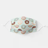 Mint Green Pastel Sprinkle Donut Pattern Adult Cloth Face Mask