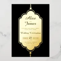 Frame Trim Elegant Black Gold Foil Islamic Wedding Invitation