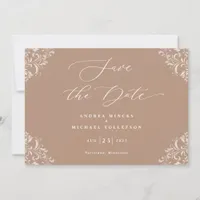 Elegant Taupe Wedding Save the Date Cards