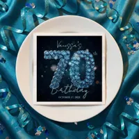 Opulent Elegant Teal Blue Diamonds 70th Birthday Napkins