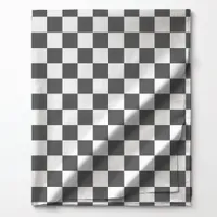 Dark Gray and White Checkered Pattern Fabric