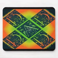 Dad Fancy Typography Pattern Black & Orange Mouse Pad