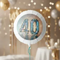 Glamorous Opulent Teal Crystal 40th Birthday Party Balloon