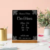 Stylish, Elegant Company Business Hours Acrylic Sign