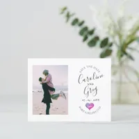 Iridescent Love Typography Photo Save the Date Announcement Postcard