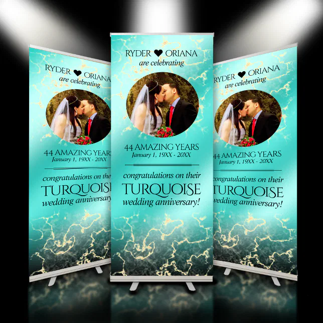 Elegant 11th 44th Turquoise Wedding Anniversary Retractable Banner