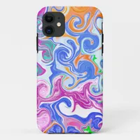 Blue, Orange, Purple Fluid Art Throw Pillow iPhone 11 Case