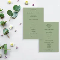 Budget Simple Text Sage Green Wedding Program