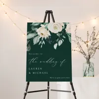 Emerald Greenery Elegant Wedding Welcome Sign