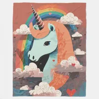 Unicorn under Rainbow & Among Hearts Fleece Blanket
