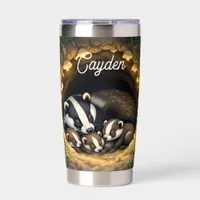 Cute  Badger Family Personalized Insulated Tumbler