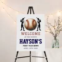  First Year Down Baseball 1st Birthday Welcome Foam Board