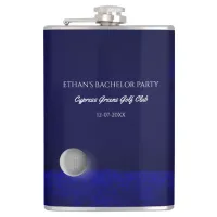 Golf Bachelor Party golf ball and course navy blue Flask