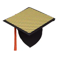 Yellow and Grey Chevron Pattern Graduation Cap Topper