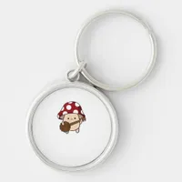 Cottagecore Aesthetic Cute Mushroom Playing Banjo  Keychain