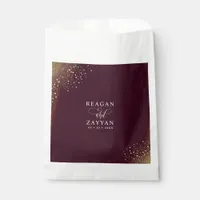 Burgundy And Gold Glitter Wedding Favor Bag