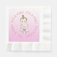 It's a Girl Pink Baby and Teddy Bear Baby Shower Napkins