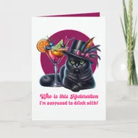 Funny Drinking in Moderation Black Cat Card