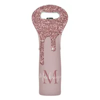 Luxury Rose Gold Dripping Glitter Monogram Wine Bag