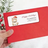 Happy Holidays Christmas Cute Cat Kitty Address Label