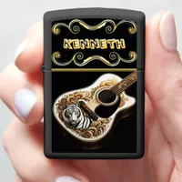 Sleek Guitar Lighter with Tiger Artwork