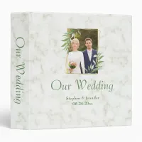 Wedding Memories Marble and Eucalyptus Photo 3 Ring Binder