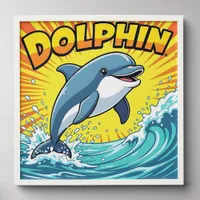 Cute Dolphin jumping out of the Ocean Peel And Stick Photo Tile