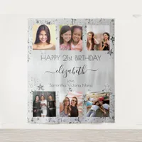 Birthday silver photo collage best friends tapestry