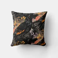 Watercolor Flowers Floral Raven Botanicals Throw Pillow