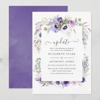 Dusty Violet Watercolor Floral Wedding Update Invitation