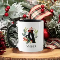Monogram Initial A Floral Botanica Wreath Mug