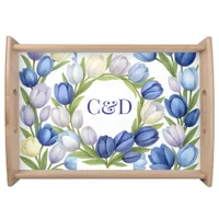 Serenity in Bloom Pastel Tulip Floral Home Decor Serving Tray