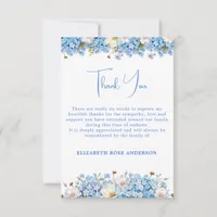 Forget Me Not Flowers Blue Modern Memorial Funeral Thank You Card
